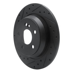 Mercedes-Benz CL500 Brake Rotor (1) - Rear Left - R1 Concepts - Drilled & Slotted - Black - `03-`06